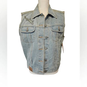 PS Gitano Vintage Embroidered Desert Denim Vest Women's Size Medium